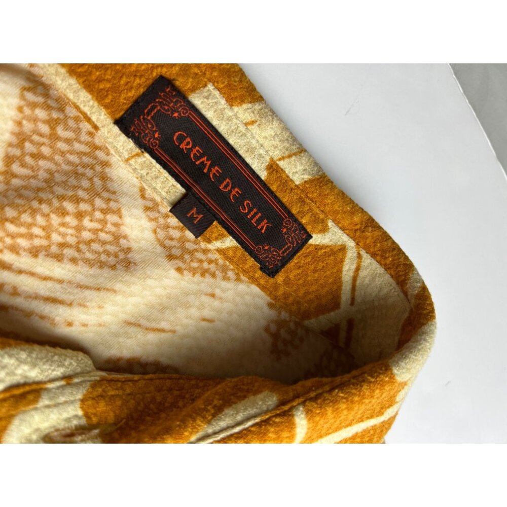 Creme De Silk Shirt Men's Medium M Abstract Textured Silk Blend Short Sleeve - Picture 3 of 7